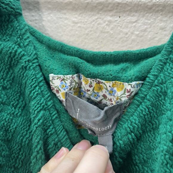 Anthropologie Kelly Green Textured Ruffle Off The Shoulder Top SZ XS Preppy Boho - Picture 3 of 7